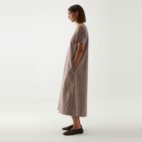 COS Long Cotton A-Line Column Maxi Dress size 8 Medium Mole Gray - Picture 5 of 13